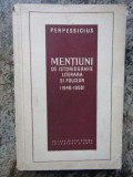 PERPESSICIUS - MENTIUNI DE ISTORIOGRAFIE LITERARA SI FOLCLOR (1948-1956)