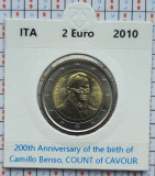 Italia 2 euro 2010 UNC - Count Cavour - km 328 - cartonas personalizat - D32501, Europa