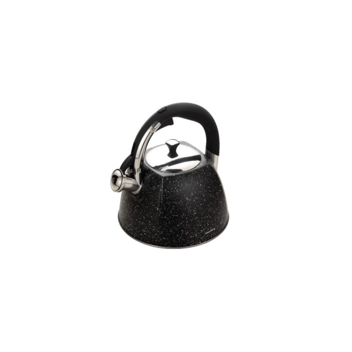 Fierbător tradițional cu fluier fabricat din inox acoperit de marmura, ceainic 2.8 litri, 21-24 cm, negru, Klausberg