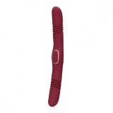 Vibrator Dublu Loveline Thrusting&amp;Vibrating, 30 Moduri Vibratii, Silicon, USB, Rosu, 33 cm