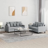 VidaXL Set de canapele cu perne, 2 piese, gri deschis, textil