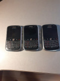 3 telefoane Blackberry 9000, defecte, Negru, Orange