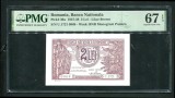Bancnota 2 Lei 1938 Necirculata UNC, Gradata PMG 67 EPQ, Numismatica