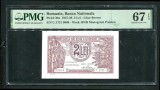 q084 BANCNOTA 2 LEI 1938 NECIRCULATA UNC GRADATA PMG 67 EPQ