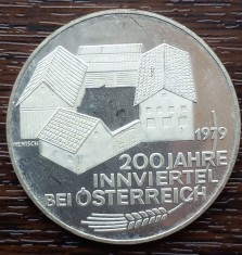 (A148) MONEDA DIN ARGINT AUSTRIA - 100 SCHILLING 1979, 200 ANI INNVIERTEL, PROOF