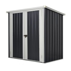 Casuta/magazie/sopron de gradina pentru depozitare unelte, otel si PP, negru, 147x86x134 cm