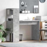 vidaXL Birou cu raft Gri beton 113 x 54 x 120 cm Lemn compozit