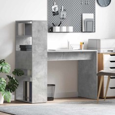vidaXL Birou cu raft Gri beton 113 x 54 x 120 cm Lemn compozit