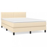 Cumpara ieftin Pat box spring cu saltea, crem, 140x200 cm, textil