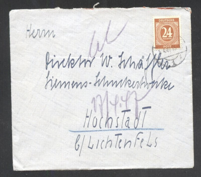 Germany 1947 Postal History Rare Cover Hochstadt D.694 foto