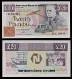 IRLANDA DE NORD █ bancnota █ 20 Pounds █ 1996 P-195c █ NORTHERN BANK LIMITED UNC
