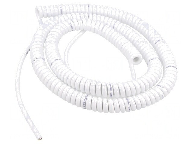 Cablu spiralat neecranat alb 0,8m-3,2m 2x0,15mm2 300V PUR