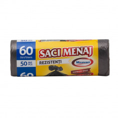 Rola 50 Saci Menajeri Misavan, 60 l, Negri, Saci de Menaj, Rola Saci Menajeri, Saci Menajeri 60 l, Saci Menajeri in Rola, Saci pentru Menaj, Saci Guno