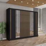 Dulap cu uşi glisante, negru / stejar craft, 250x215 cm