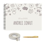 Set Album foto/ Guestbook botez sau mot, baiat, format A4 landscape, pix si dublu adeziv inclus, accesoriu nunta