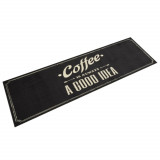 Covor de bucatarie lavabil, text Coffee, 45x150 cm, catifea GartenMobel Dekor, vidaXL