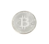 Moneda Suvenir Bitcoin Argintiu, 40mm - Colectie, Cadou, Bitcoin