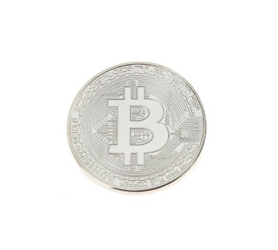 Moneda Suvenir Bitcoin, diametru 40 mm, Argintiu foto