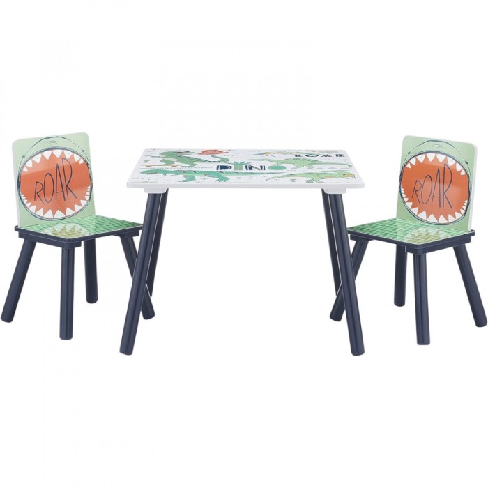 Masa cu Scaune pentru Copii GINGER HOME pentru Desen Joaca Mancare Din Lemn DINOSAUR