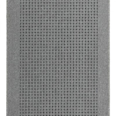 Traversa Festonata Surfilata Premium, Greceasca, Latime 0.8m, Model Lester, Marime 80 x 300 cm, Gri, Antiderapant, Antialergic, Polipropilena, Living, foto