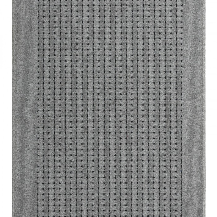 Traversa Festonata Surfilata Premium, Greceasca, Latime 0.8m, Model Lester, Marime 80 x 300 cm, Gri, Antiderapant, Antialergic, Polipropilena, Living,