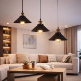 Lustra suspendata LV210/3L, 3xE27, maro, metal si fir, &icirc;naltime reglabila