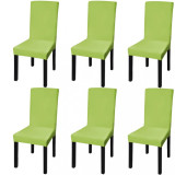 Huse de scaun elastice drepte, 6 buc., verde, vidaXL