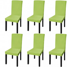 Huse de scaun elastice drepte, 6 buc., verde foto