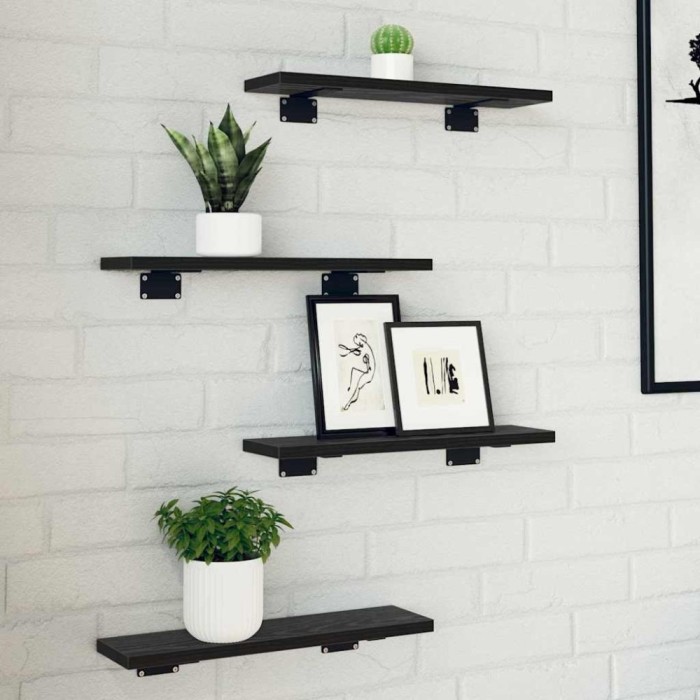 vidaXL Raft pentru cărți 4 pcs Negru 40 x 10 x 1.5 cm Lemn compozit