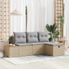 VidaXL Set de canapele pentru grădină cu pernă 4 pcs Bej Rattan poli
