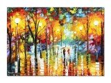 Cumpara ieftin Tablou pictat manual, La ceas de seara prin parc, 70x50cm ulei pe panza in cutit efect 3D, Spectaculos
