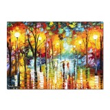 Tablou pictat manual, La ceas de seara prin parc, 70x50cm ulei pe panza in cutit efect 3D, Spectaculos