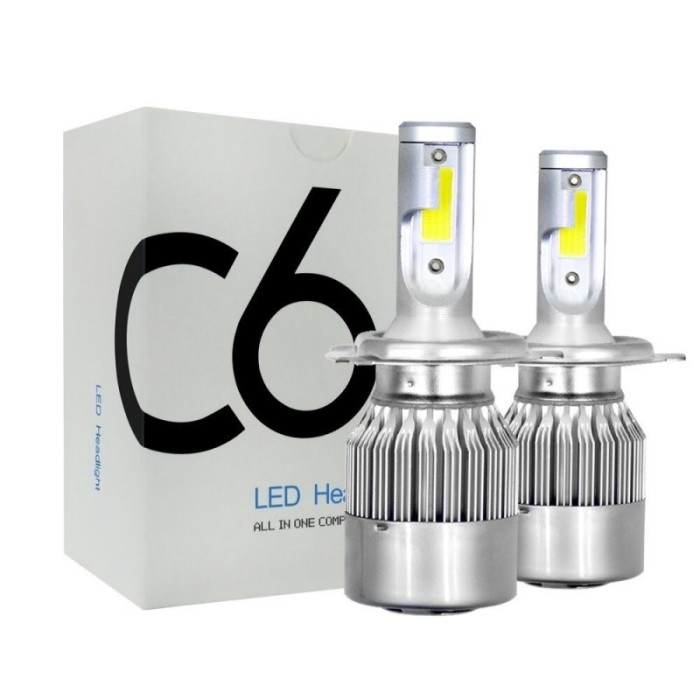 Set 2 LED-uri Auto Techstar&reg; C6, H4, 36w, 3800 Lumeni, 6500K, AUTO, 12-24 Volti, COB