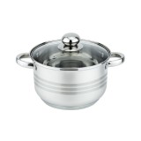 Oala Floria, 24 x 15 cm, 5.5 l, inox, capac sticla, Argintiu