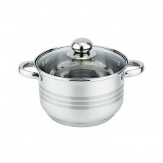 Oala Floria, 24 x 15 cm, 5.5 l, inox, capac sticla, Argintiu