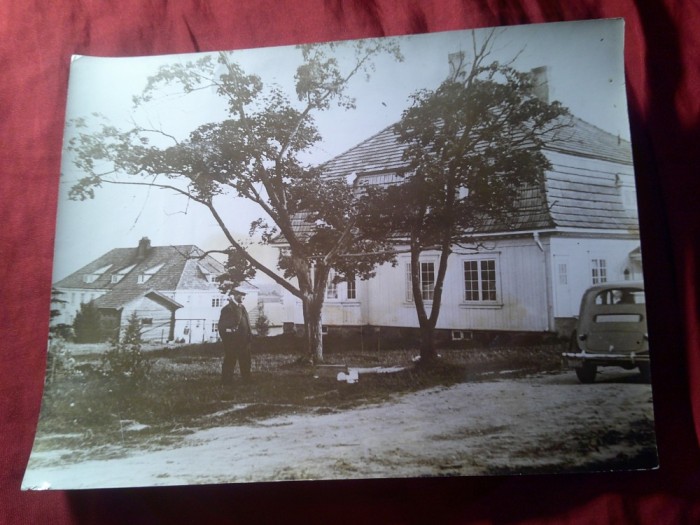 Fotografie de Presa - Leon Trotsky in exil in Norvegia , 28 sept 1936 ,stampila originala si text NY Times London , 21,5x16,6cm