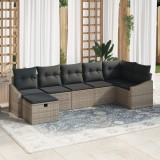 Gossi set de sofa pentru gradina cu 7 piese si perne gri din ratan poli