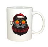 Cana alba personalizata Cat Black Santa, INOVATIX&reg;. 330 ml