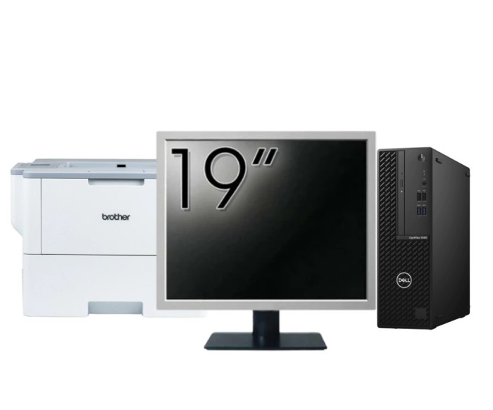 Pachet Calculator Second Hand DELL OptiPlex 3080 SFF, Intel Core i5-10500 3.10 - 4.50GHz, 16GB DDR4, 512GB SSD + Monitor 19 Inch + Imprimanta Brother