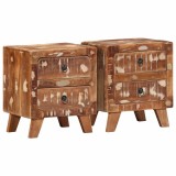 Gossi noptiera 2 buc 40x32x46 cm lemn masiv recuperat