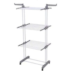 Uscator Vertical de Rufe, Mercaton, 3 Nivele, Pliabil, Roti cu Sistem Blocare, Capacitate 40 Kg, Cadru Otel, 75 x 126 cm, Alb