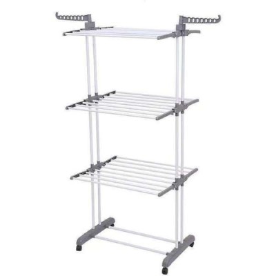 Uscator Vertical de Rufe, Mercaton, 3 Nivele, Pliabil, Roti cu Sistem Blocare, Capacitate 40 Kg, Cadru Otel, 75 x 126 cm, Alb foto