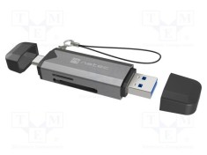 Cititor card memorie USB A și USB C OTG 3.1 NATEC 5Gbps negru-argintiu