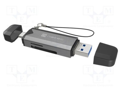 Cititor card memorie USB A și USB C OTG 3.1 NATEC 5Gbps negru-argintiu foto