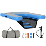 PawHut Rampă gonflabilă pentru plută pentru c&acirc;ini, platformă plutitoare pentru sporturi nautice 120 x 90 x 10 cm albastru și gri | Aosom Romania