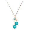 Colier Argint 925 Placat Aur Roz cu Jad Verde Acvatic Cherry, Pandantiv 3cm, Reglabil 40-47cm, Marak&amp;ograve; Made in Italy