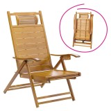 Cumpara ieftin Fotoliu de gradina pozitionabil, natural, bambus, Vardon 61x85-169x43-100 cm