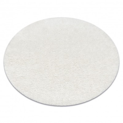 Covor BUENOS cerc 7001 shaggy uni, o singură culoare alb, cerc 80 cm foto