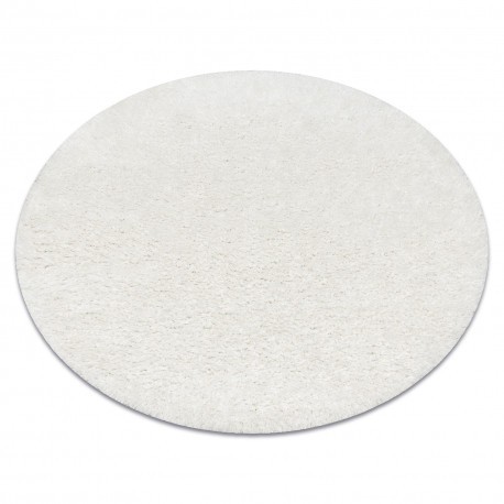 Covor BUENOS cerc 7001 shaggy uni, o singură culoare alb, cerc 80 cm