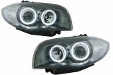 Faruri BMW Seria 1 E81 E82 E87 E88 (2004-2011) Angel Eyes Negru Performance AutoTuning, KITT Lightning
